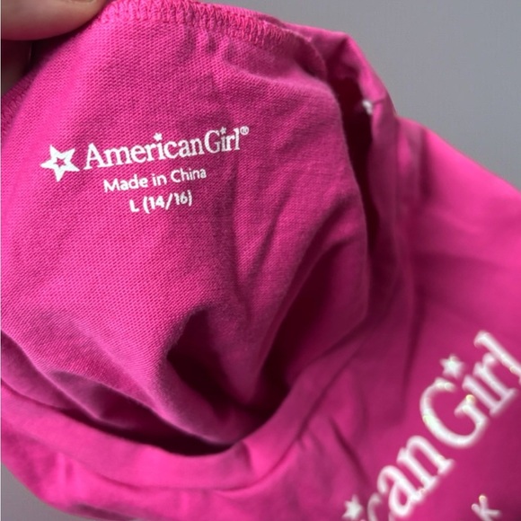 American Girl Pink T-shirt with waist tie size 14/16 girls EUC - Picture 3 of 3